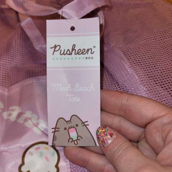 Pusheen Beach Bundle Mesh Tote Sun Visor Sand Coaster Pink Purple - Picture 4 of 14